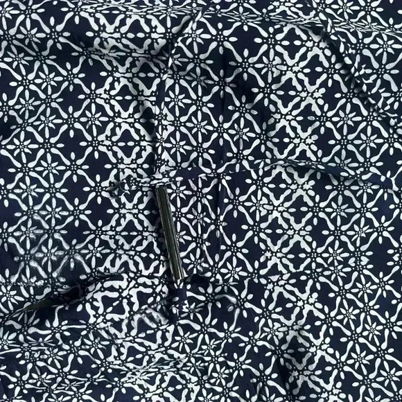 Diane Von Furstenberg 100% Silk Navy Geometric Tribal Print Drawstring Pants 6 - Picture 5 of 10